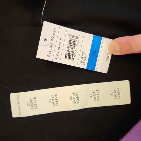 2 NWT Women's Studio Works Short Sleeved T-shirts Size XL Color Black/Purple - Picture 4 of 7